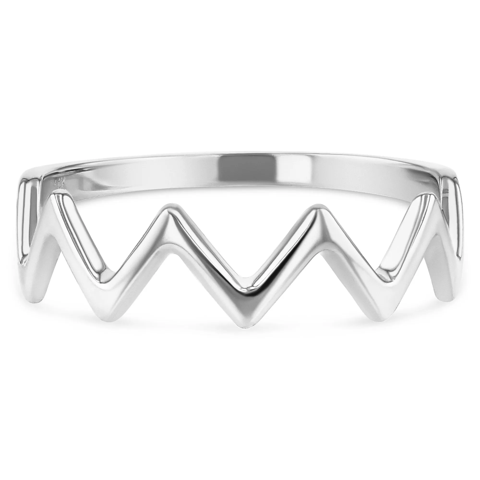 14K Solid Gold Zig Zag Stackable Band Ring
