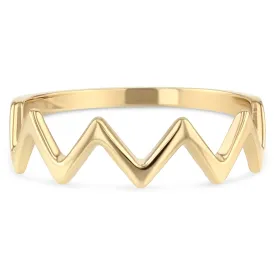 14K Solid Gold Zig Zag Stackable Band Ring