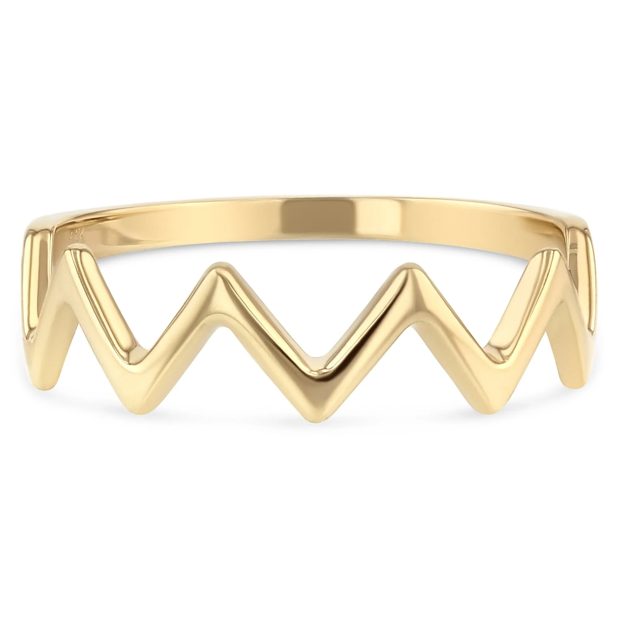14K Solid Gold Zig Zag Stackable Band Ring
