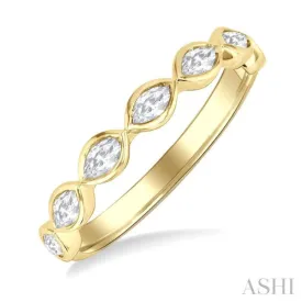 3/4 ctw East-West Set Marquise Cut Bezel Diamond Stackable Fashion Band in 14K Yellow Gold