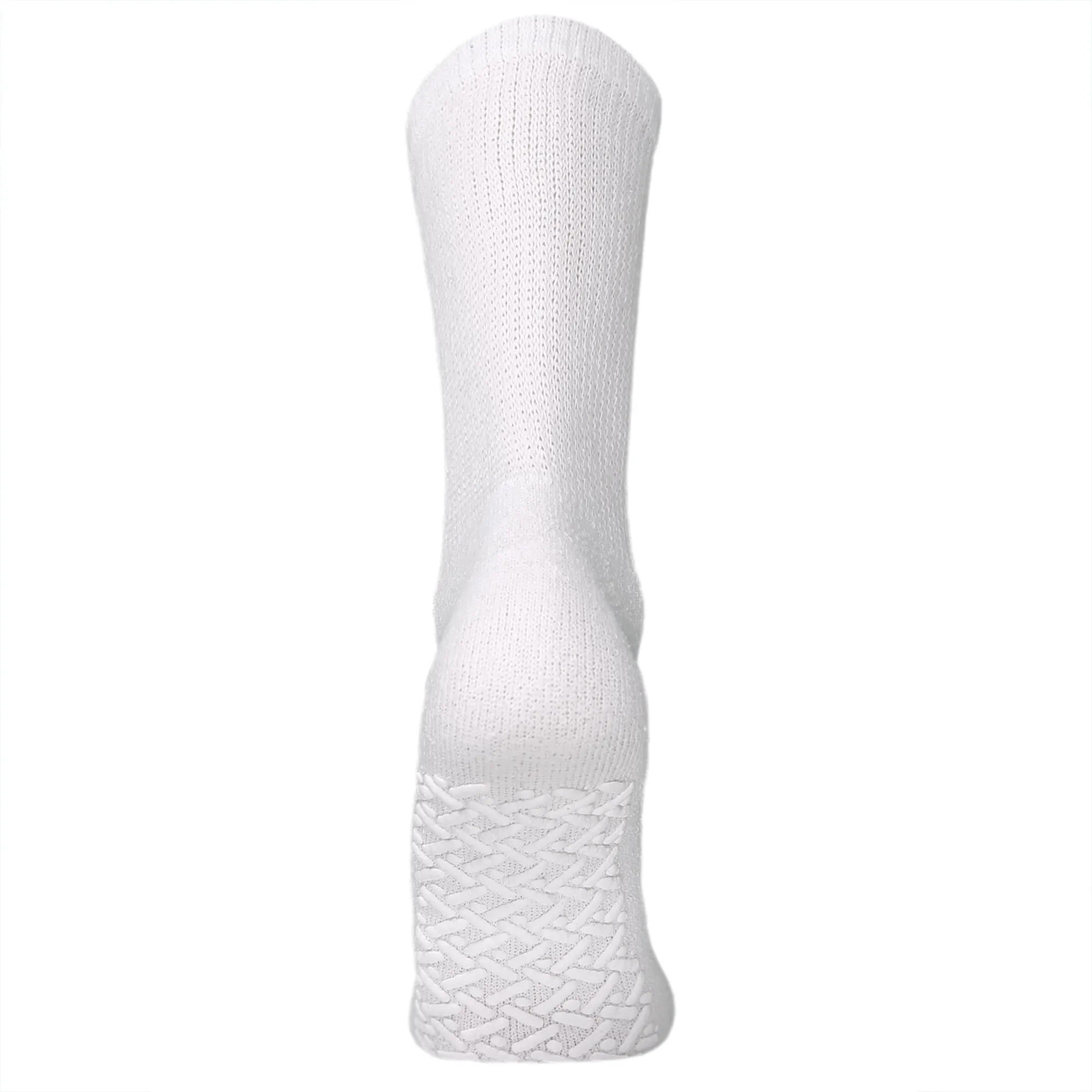 60 Pairs of Non-Skid Diabetic Crew Socks with Non Binding Top (White)