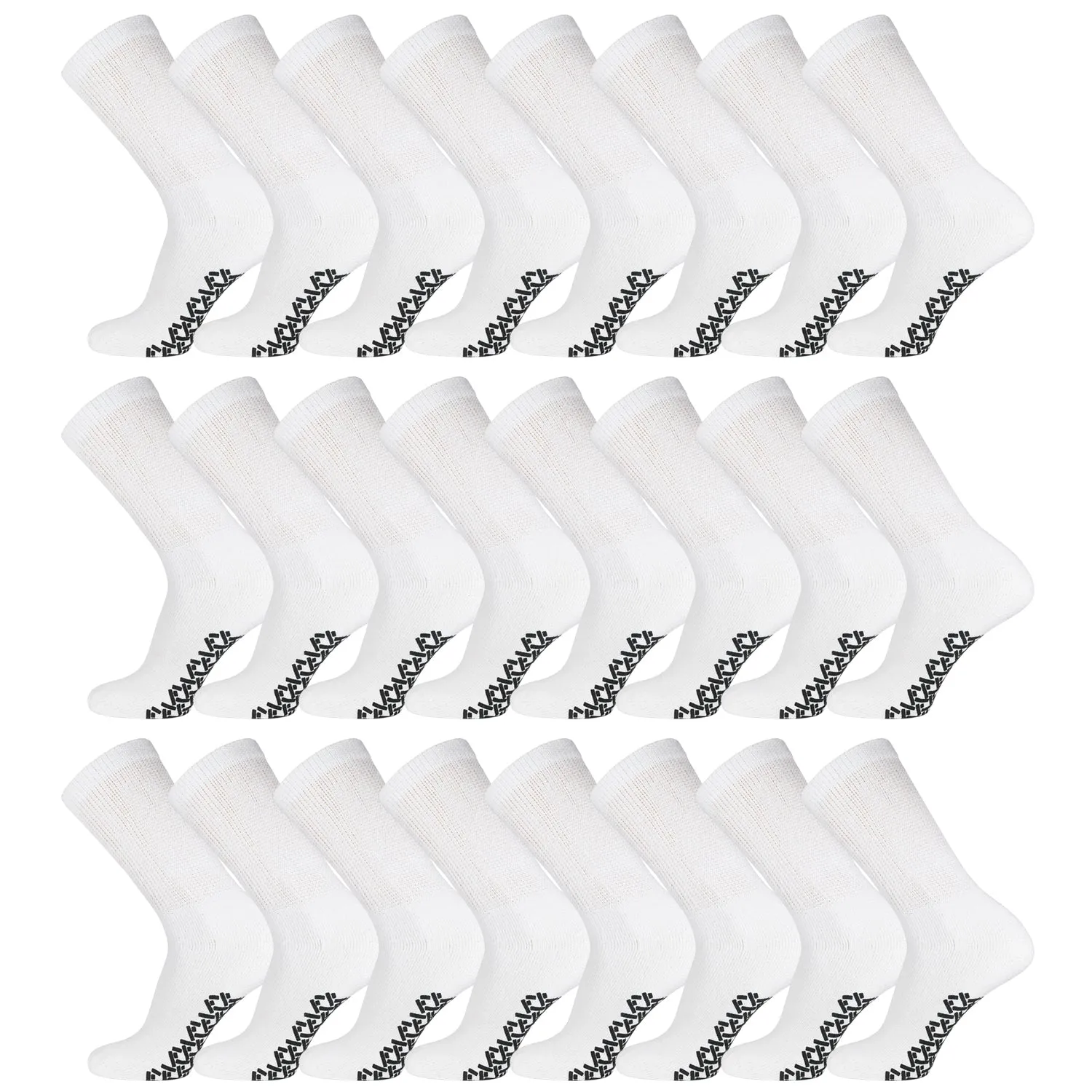 60 Pairs of Non-Skid Diabetic Crew Socks with Non Binding Top (White)