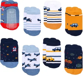 8 Pairs Toddler Gripper Socks, Non-Slip Breathable Cotton Socks for Kids Anti-skid Ankle Socks for Boys & Girls