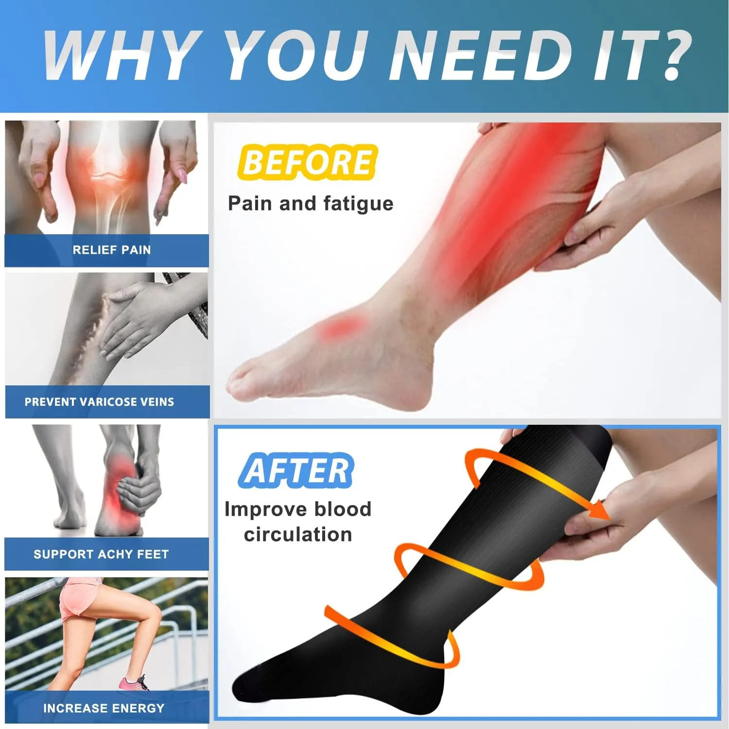 Aoliks Compression Socks for Women & Men 4 Pairs, Best Support for Nurses Running Travel