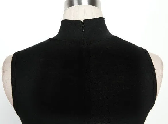 Black Irregular Long Bodycon Club Dress