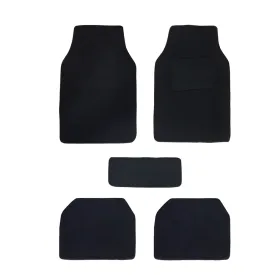 Carpet Style Universal Car Floor Foot Mats for All 5 Seater Cars, Black Color Anti Slip Car Try Mat, Complete Set of 5 Piece, Executive Series