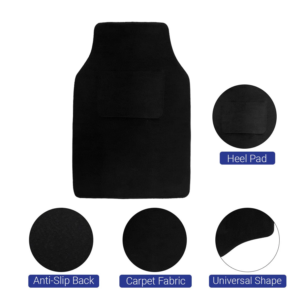 Carpet Style Universal Car Floor Foot Mats for All 5 Seater Cars, Black Color Anti Slip Car Try Mat, Complete Set of 5 Piece, Executive Series