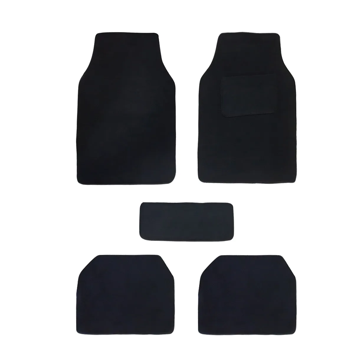 Carpet Style Universal Car Floor Foot Mats for All 5 Seater Cars, Black Color Anti Slip Car Try Mat, Complete Set of 5 Piece, Executive Series