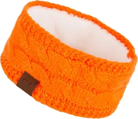 C.C Winter Fuzzy Fleece Lined Thick Knitted Diagonal Stripes Criss-Cross Pattern Headband Headwrap (HW-2060)