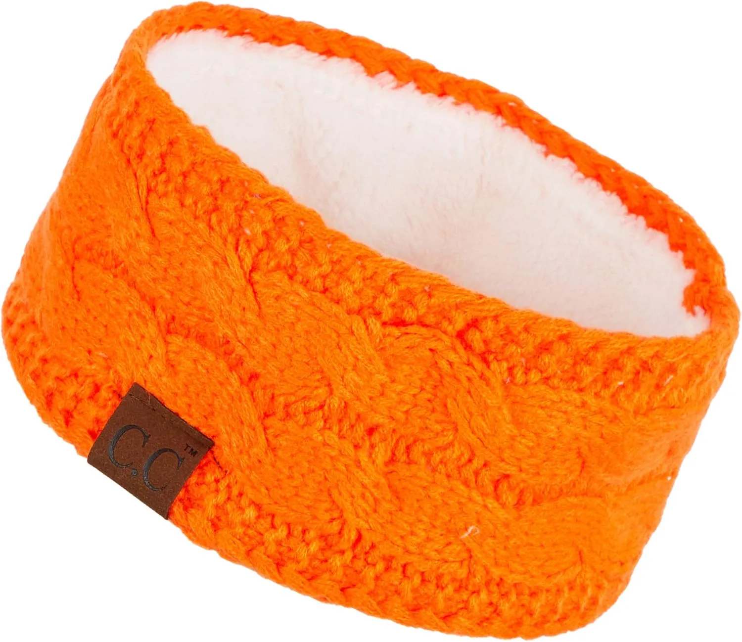 C.C Winter Fuzzy Fleece Lined Thick Knitted Diagonal Stripes Criss-Cross Pattern Headband Headwrap (HW-2060)