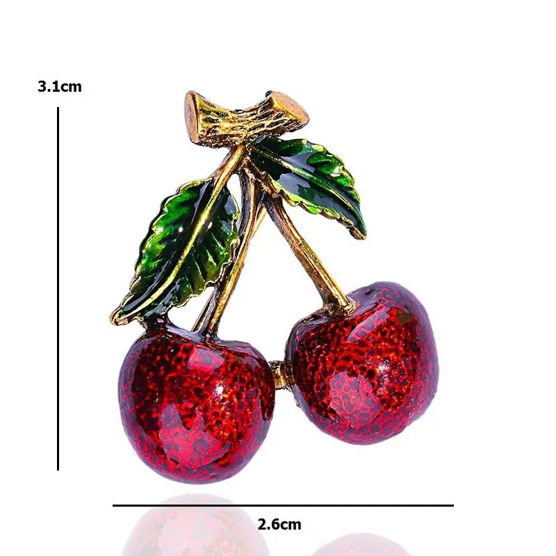 Classice Enamel Cherry Brooches For Women
