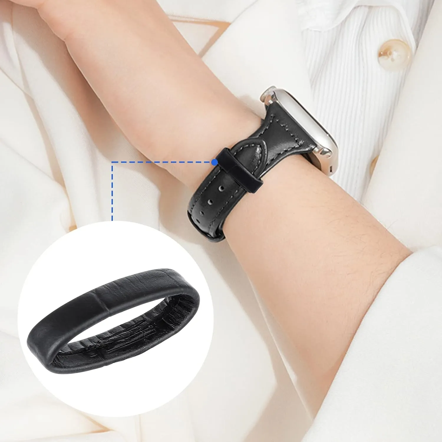 Cobee Leather Watch Band Loops, 6 Pieces Strap Replacement Loops, Band Holder, Strap Keeper, Fastener Rings