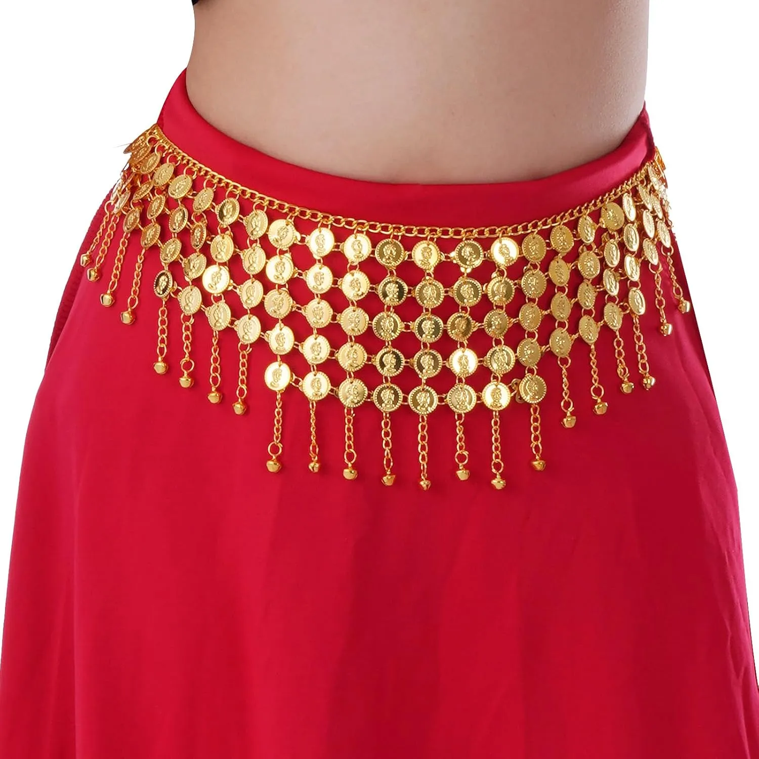 Coins Belly Dance Hip Scarf Belt Belly Dancing Coins Skirts Chain Belt for Bellydance Halloween Costume Accessory