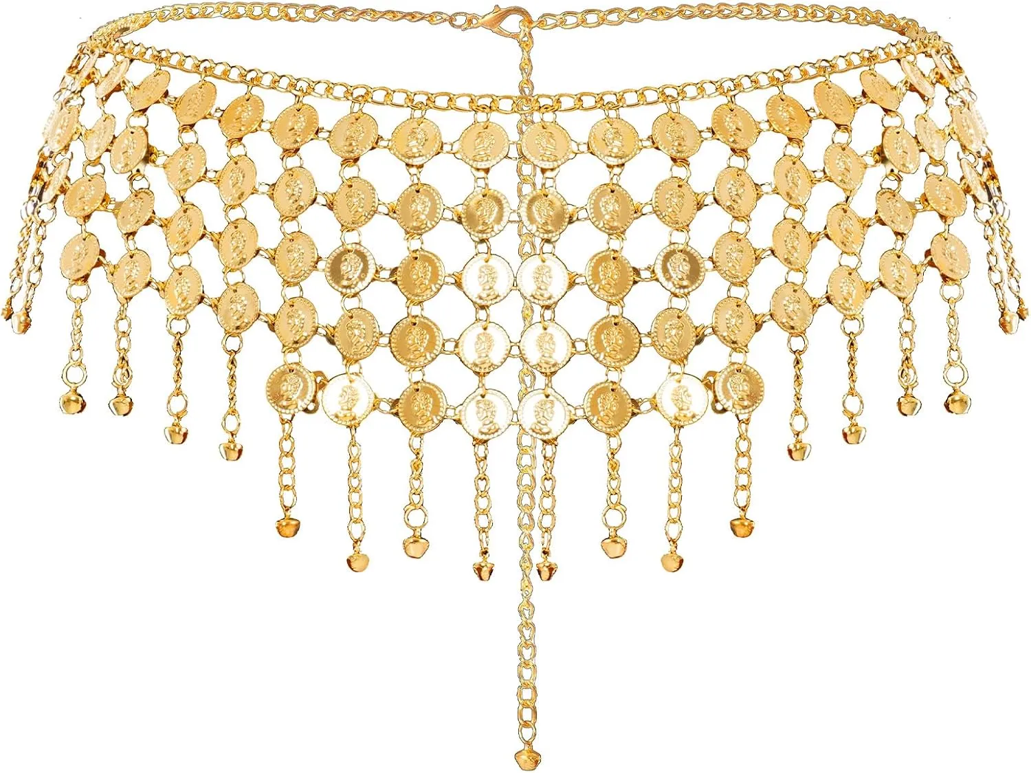 Coins Belly Dance Hip Scarf Belt Belly Dancing Coins Skirts Chain Belt for Bellydance Halloween Costume Accessory