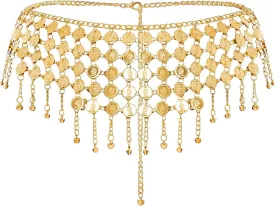 Coins Belly Dance Hip Scarf Belt Belly Dancing Coins Skirts Chain Belt for Bellydance Halloween Costume Accessory