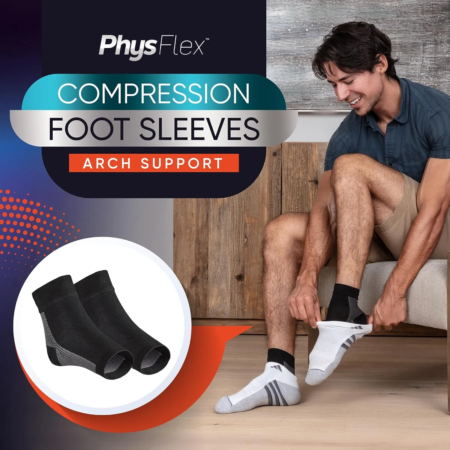 Compression Socks for Plantar Fasciitis, Achilles Tendonitis Relief - (1 Pair) Ankle Compression Sleeve for Heel Spurs, Foot Swelling & Fatigue - Arch Support Brace for Everyday Use