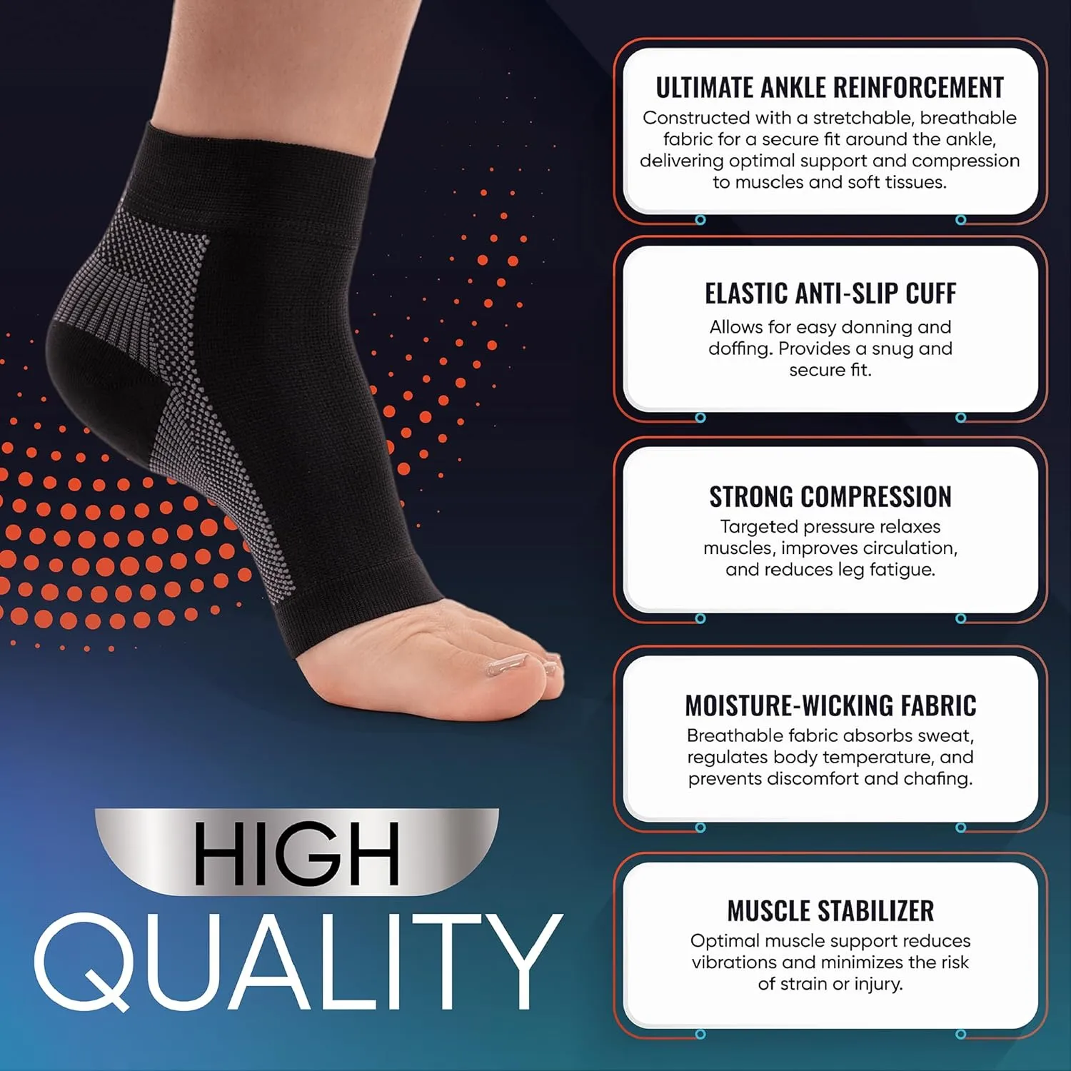 Compression Socks for Plantar Fasciitis, Achilles Tendonitis Relief - (1 Pair) Ankle Compression Sleeve for Heel Spurs, Foot Swelling & Fatigue - Arch Support Brace for Everyday Use