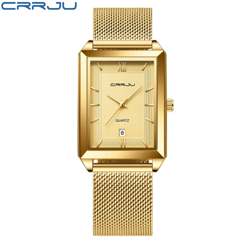 CRRJU Men's Luxury Stainless Steel Waterproof Quartz Wristwatch