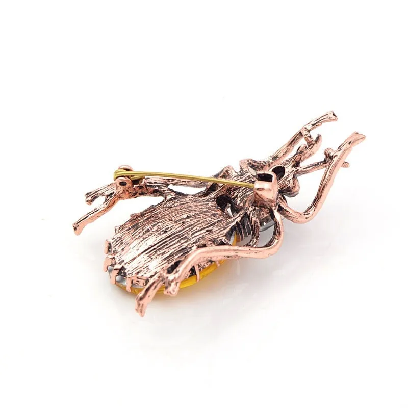 Crystal Beetle Brooches for Women Fashion Vintage Bug Brooch