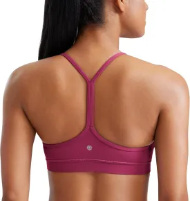 CRZ YOGA Butterluxe Womens Y Back Sports Bra - Padded Racerback Low Impact Spaghetti Thin Strap Workout Yoga Top