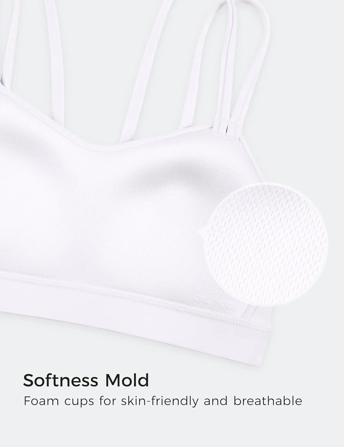 CRZ YOGA Softness Mold Butterluxe V Neck Sports Bras for Women - Workout Top Double Spaghetti Straps Wireless Yoga Clothes