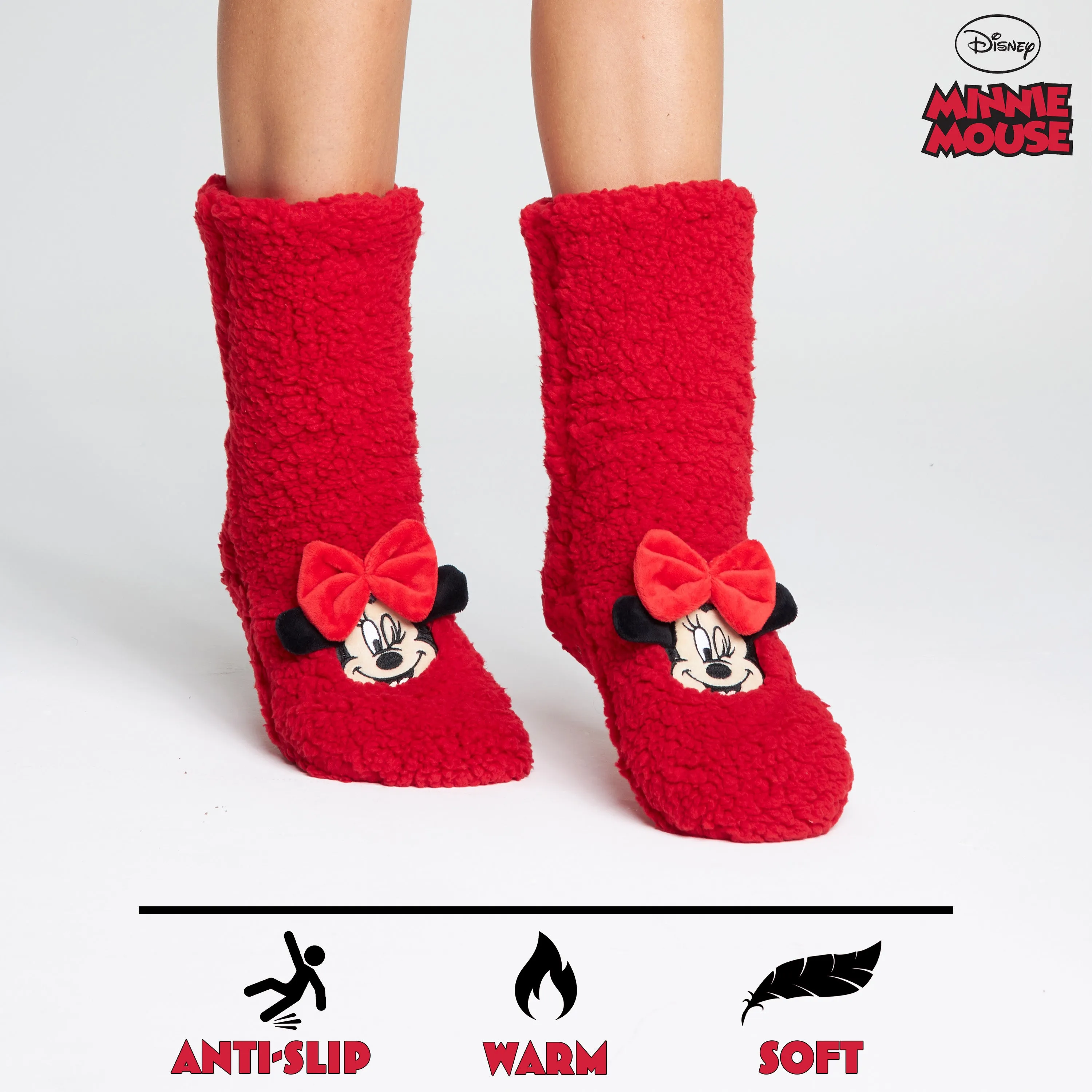 Disney Slipper Socks for Women Winter Fluffy Socks Warm-Minnie Mouse
