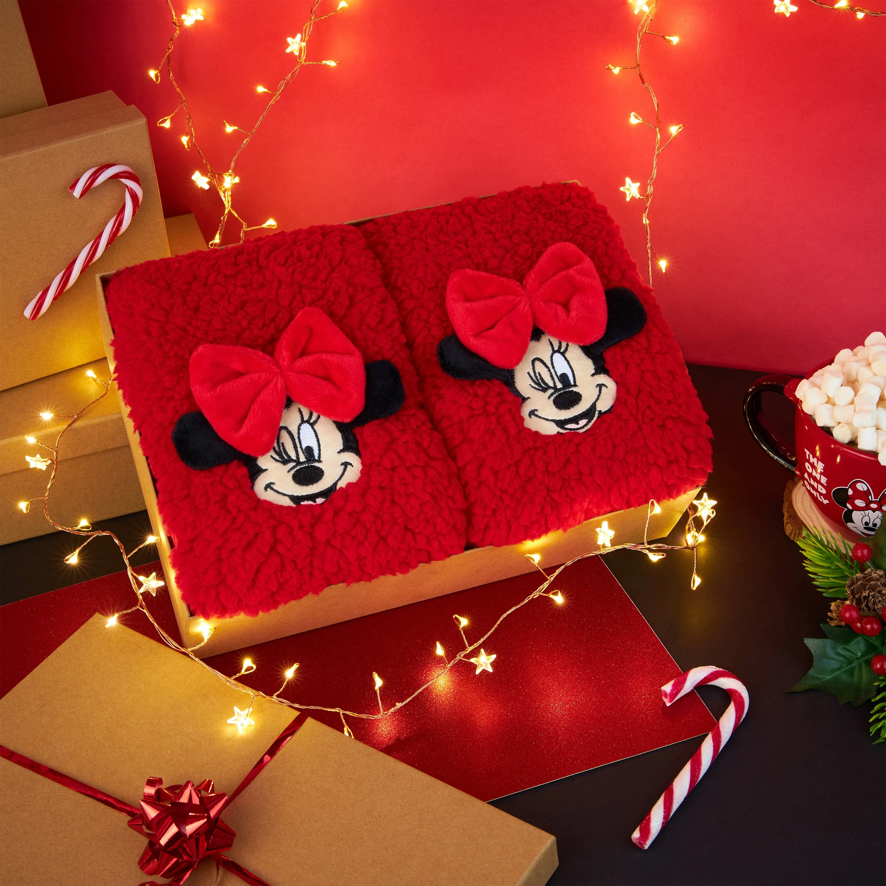 Disney Slipper Socks for Women Winter Fluffy Socks Warm-Minnie Mouse