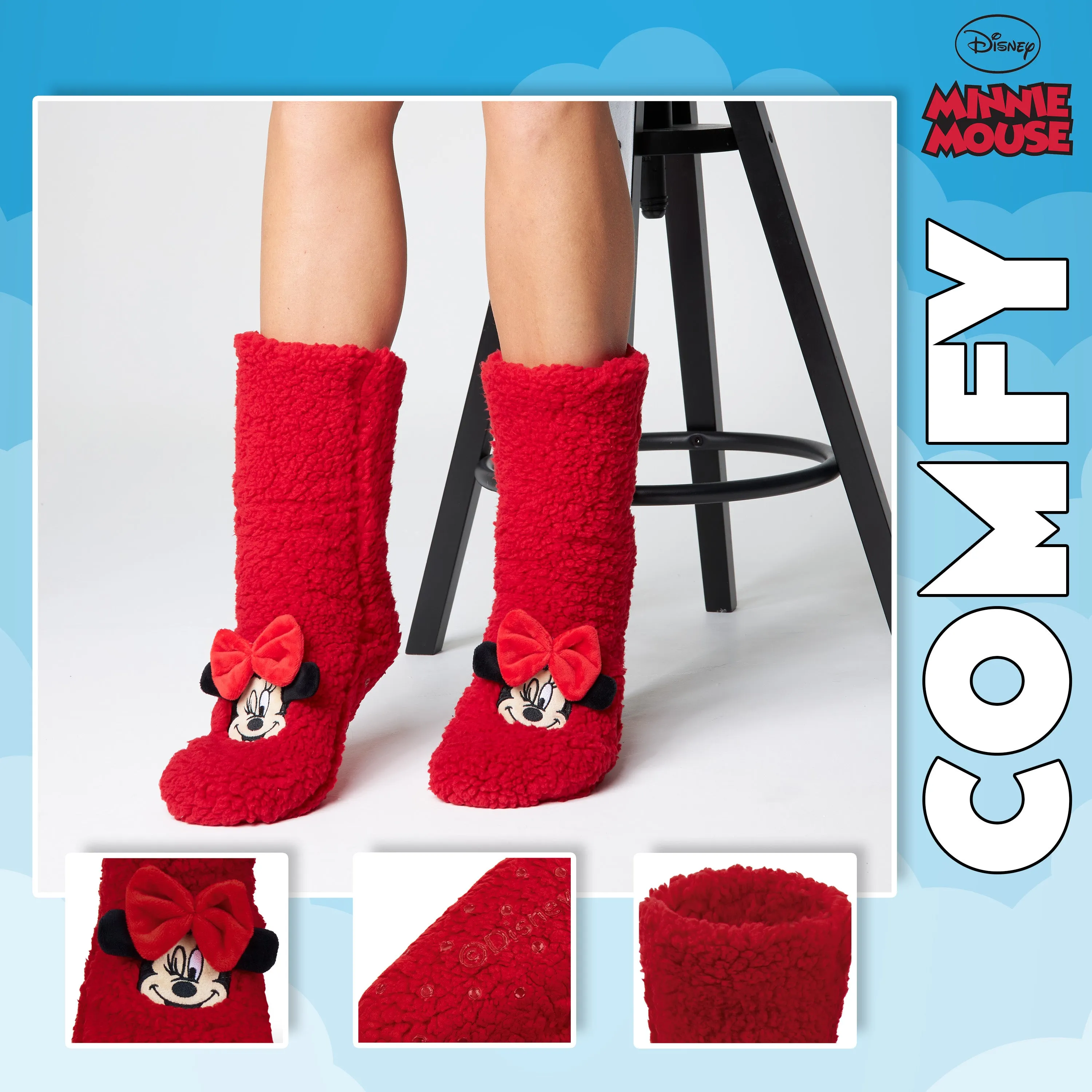 Disney Slipper Socks for Women Winter Fluffy Socks Warm-Minnie Mouse