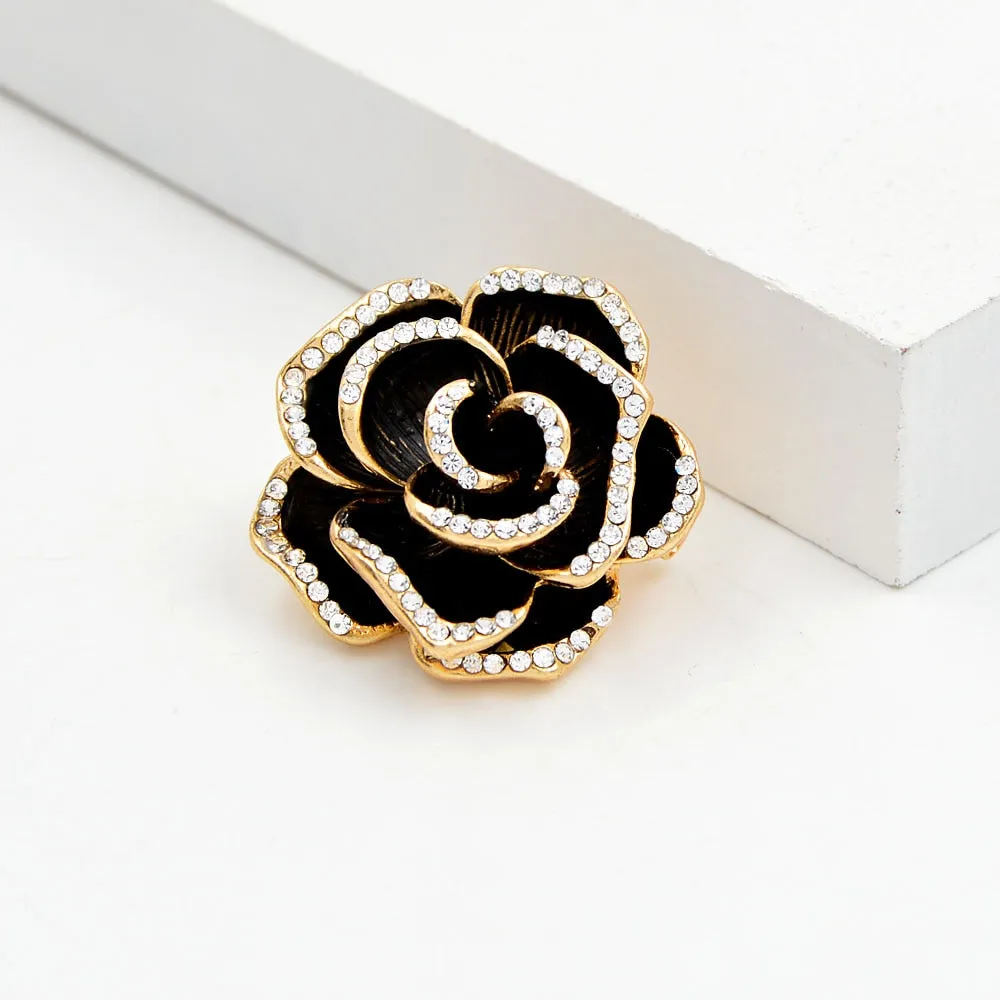Enamel Camellia Flower Brooches for Women