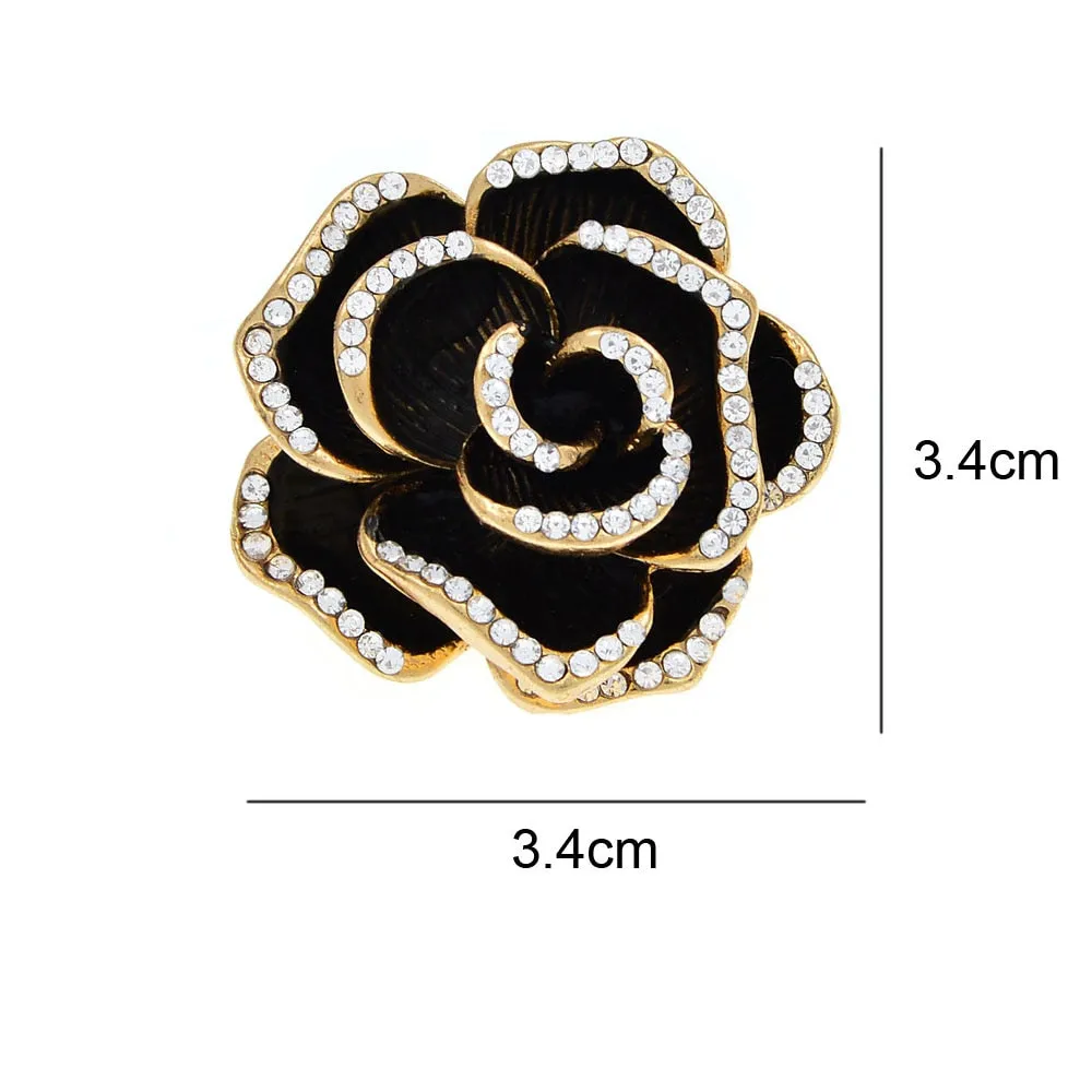 Enamel Camellia Flower Brooches for Women
