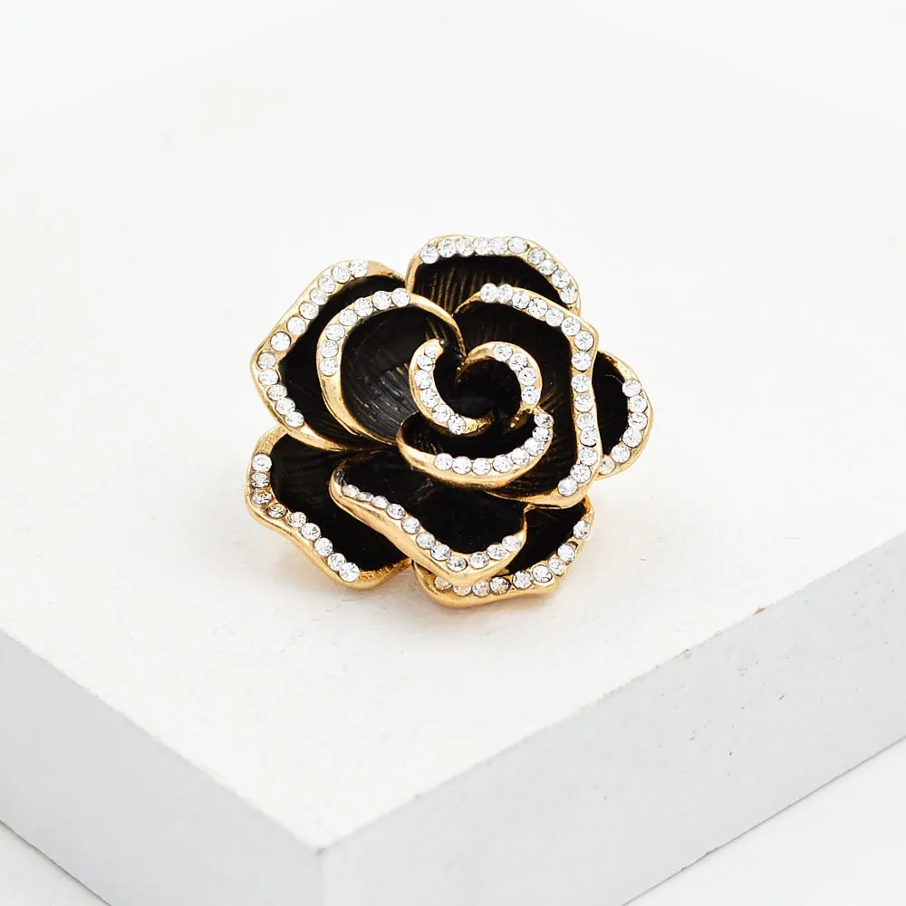 Enamel Camellia Flower Brooches for Women
