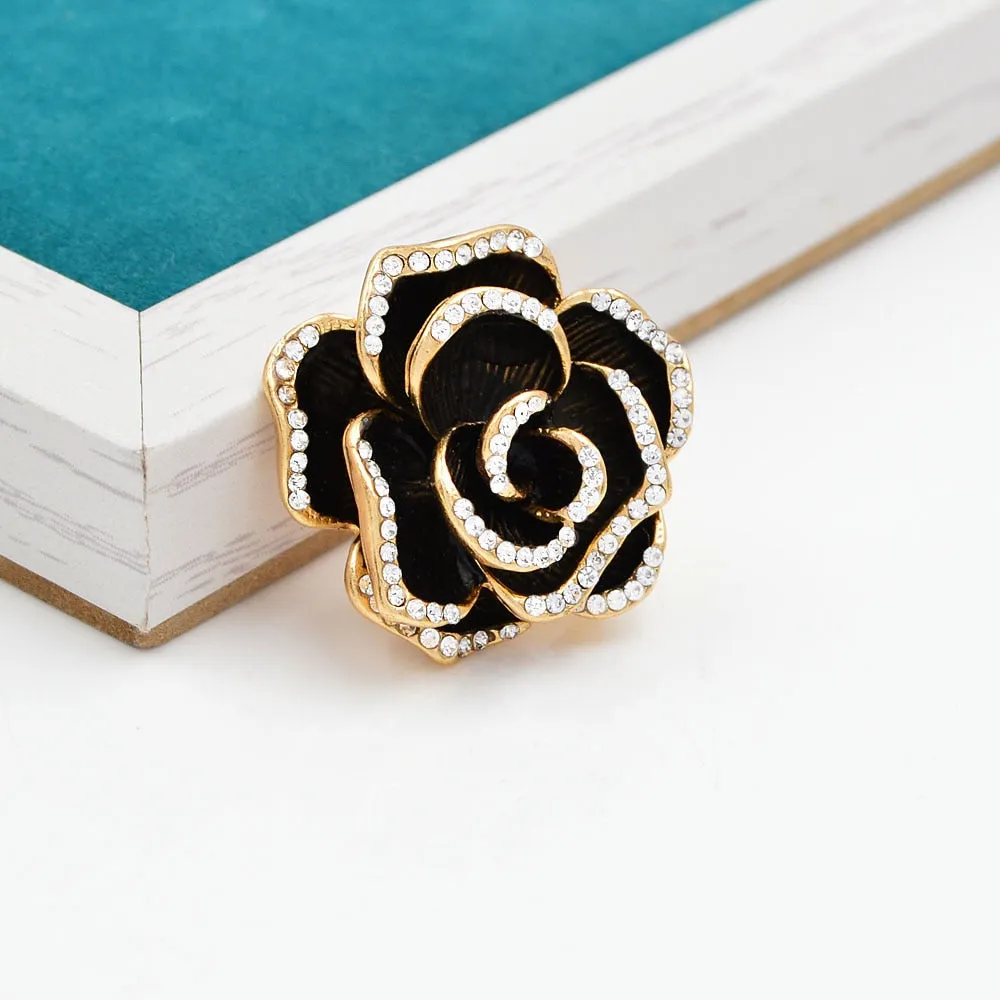 Enamel Camellia Flower Brooches for Women