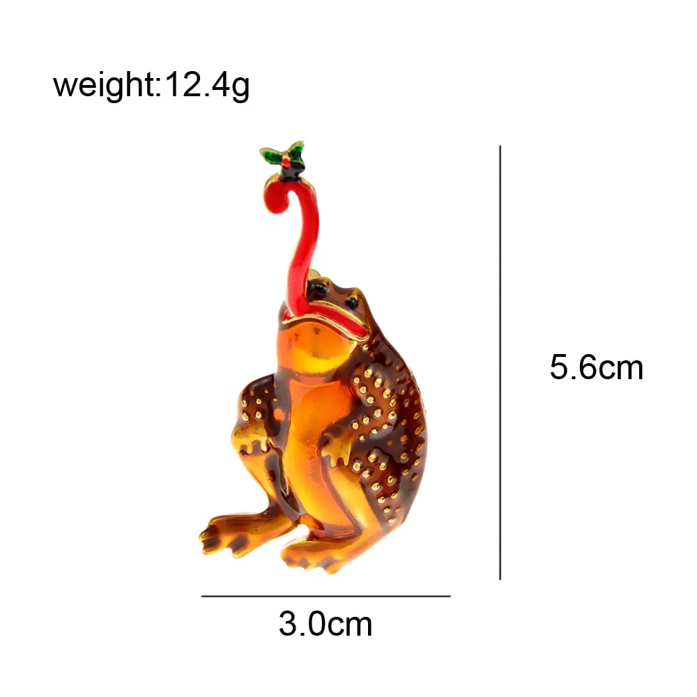 Enamel Catch Pets Frog Brooches For Women And Men