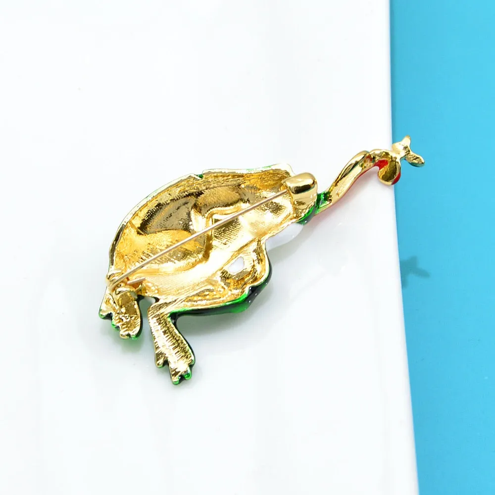 Enamel Catch Pets Frog Brooches For Women And Men