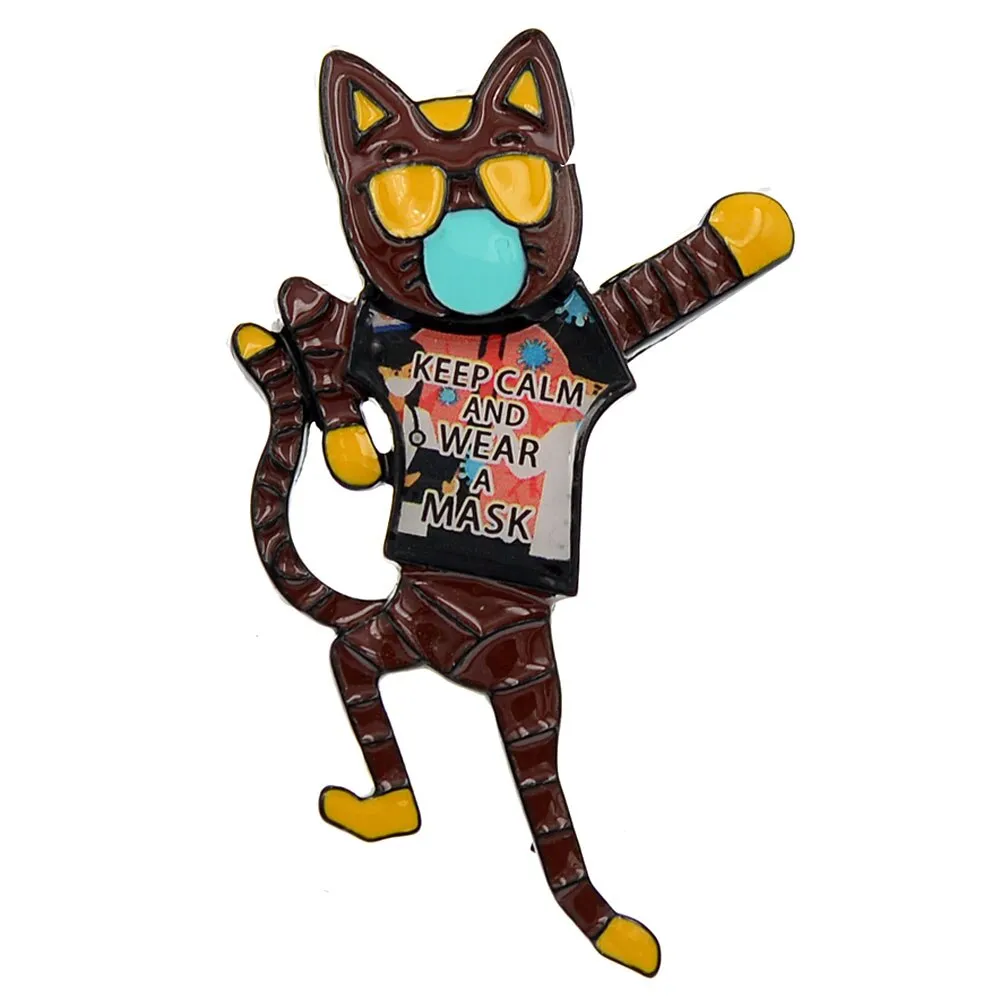 Enamel Cute Cat Brooches For Women