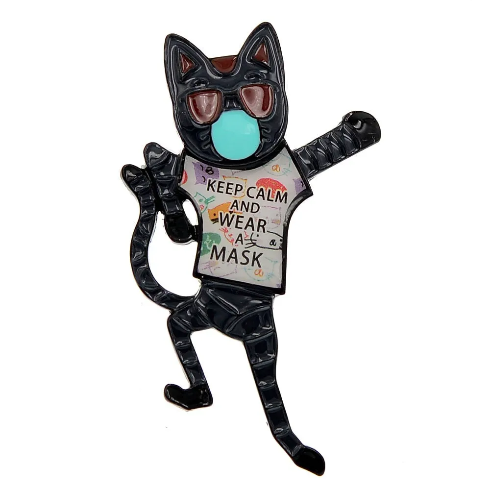 Enamel Cute Cat Brooches For Women