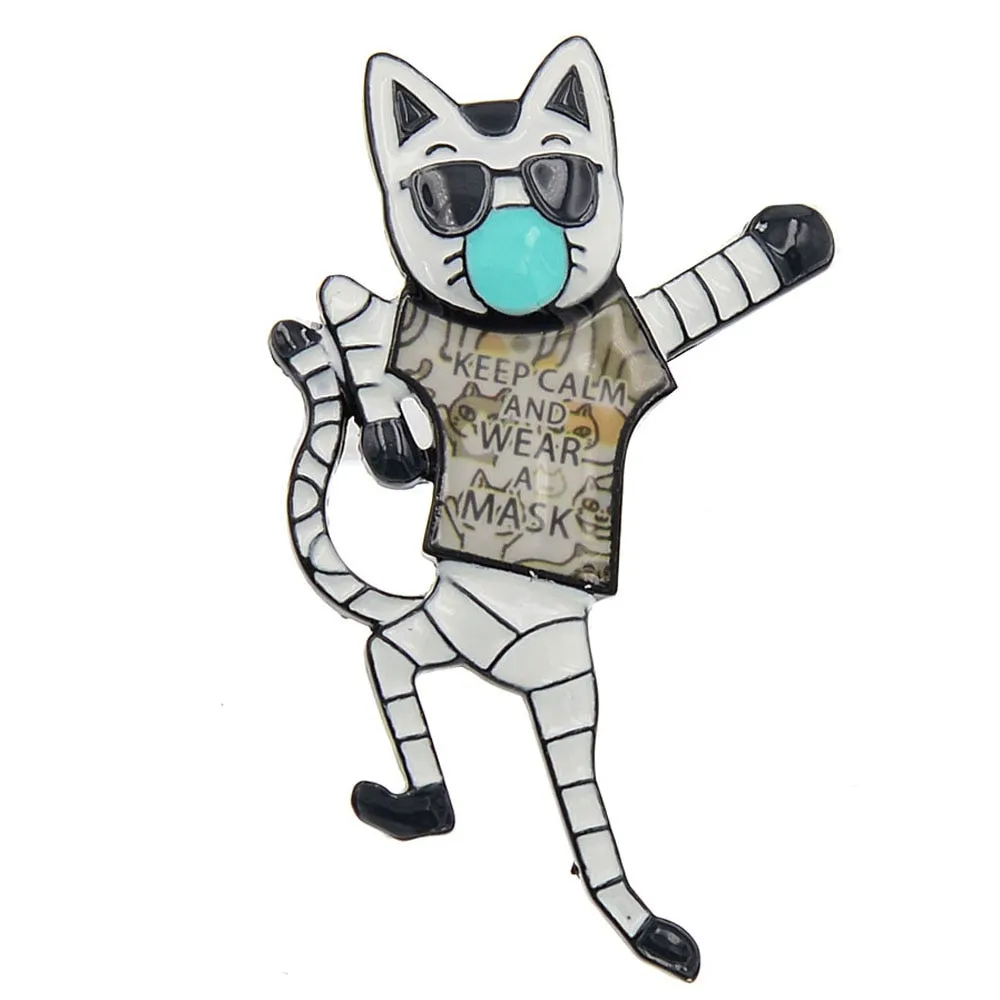 Enamel Cute Cat Brooches For Women