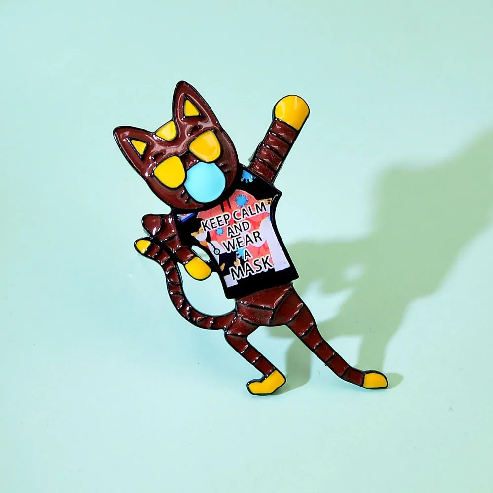 Enamel Cute Cat Brooches For Women