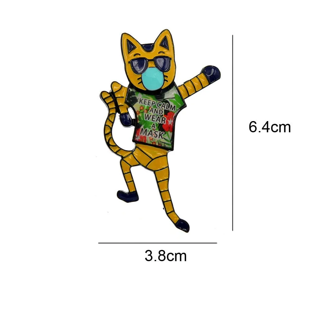 Enamel Cute Cat Brooches For Women