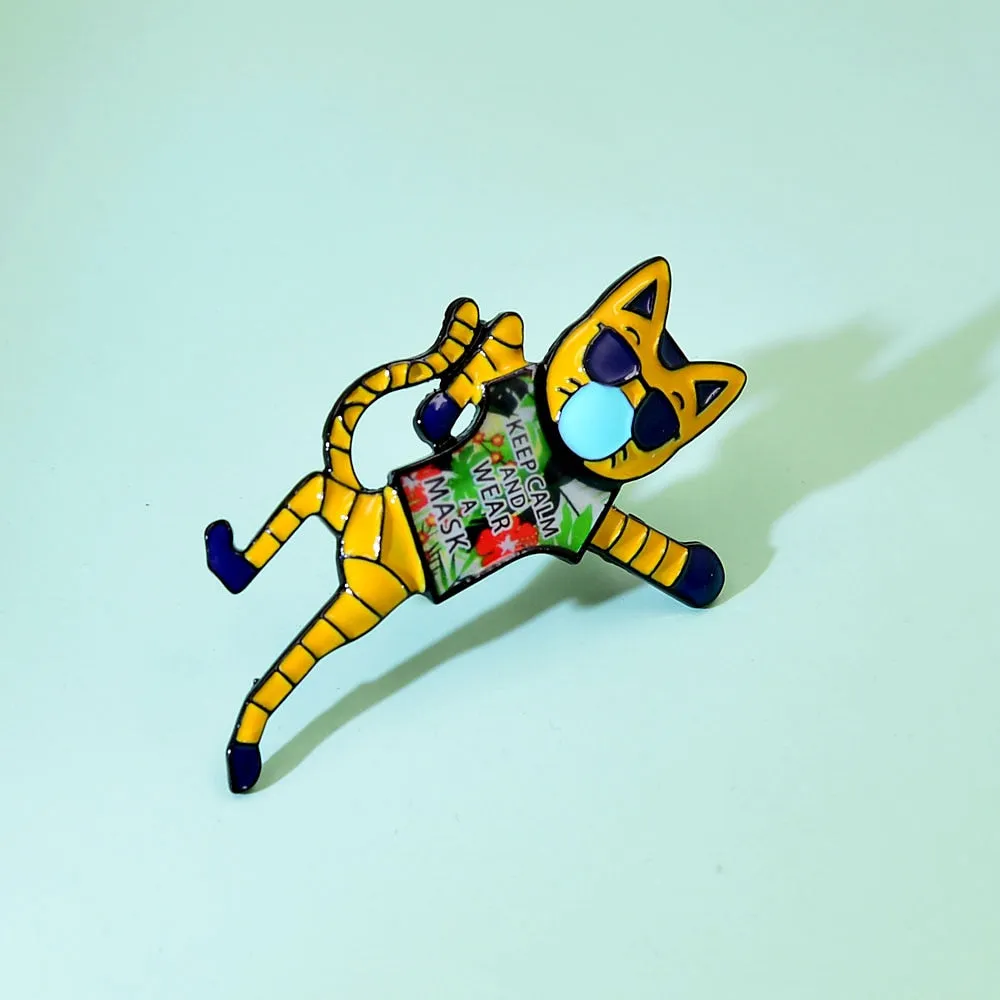 Enamel Cute Cat Brooches For Women