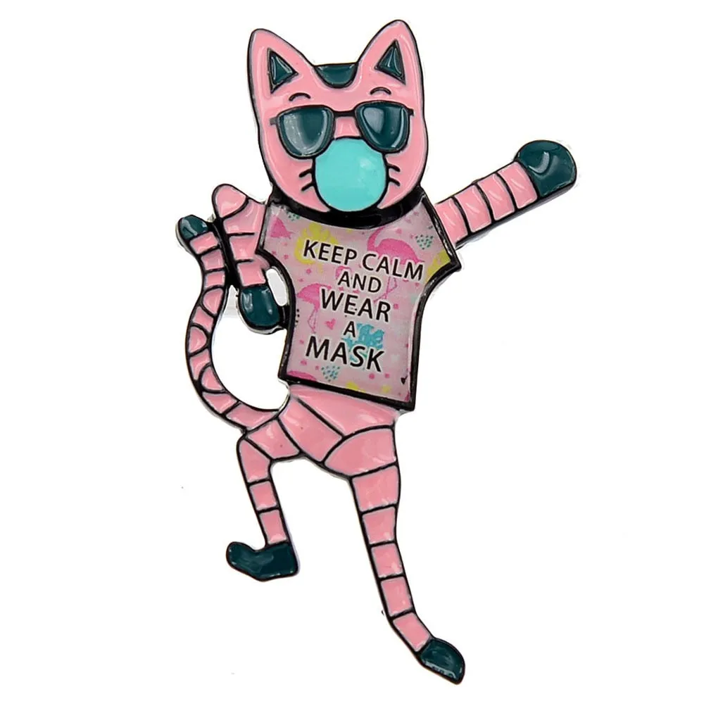 Enamel Cute Cat Brooches For Women