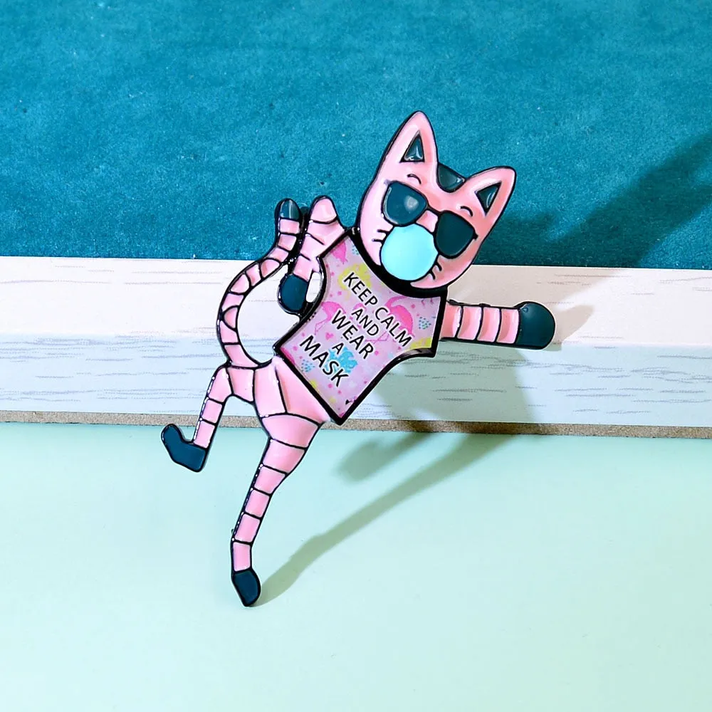 Enamel Cute Cat Brooches For Women