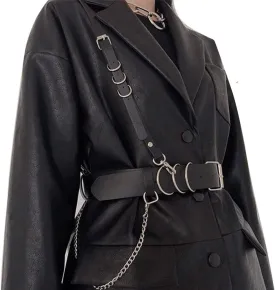 Fashion Harness Waist Body Belt Punk Chest Belt with Chains for Women Girls Ladies