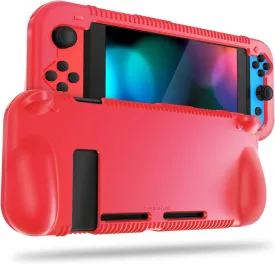 FINTIE Silicone Case Compatible with Nintendo Switch - Soft [Anti-Slip] [Shock Proof] Protective Cover with Ergonomic Grip Design, Drop Protection Grip Case (Red)