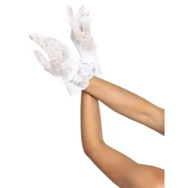 Floral Wrist Length Lace Gloves