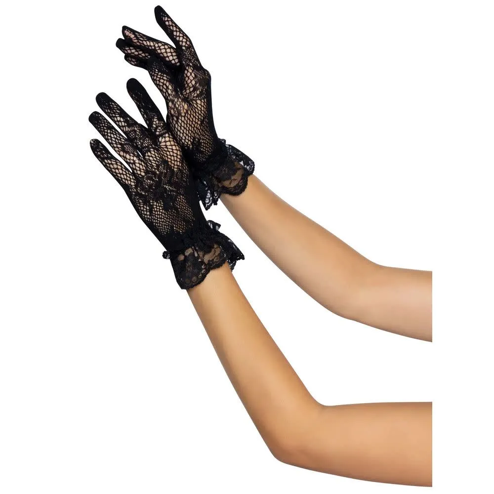 Floral Wrist Length Lace Gloves