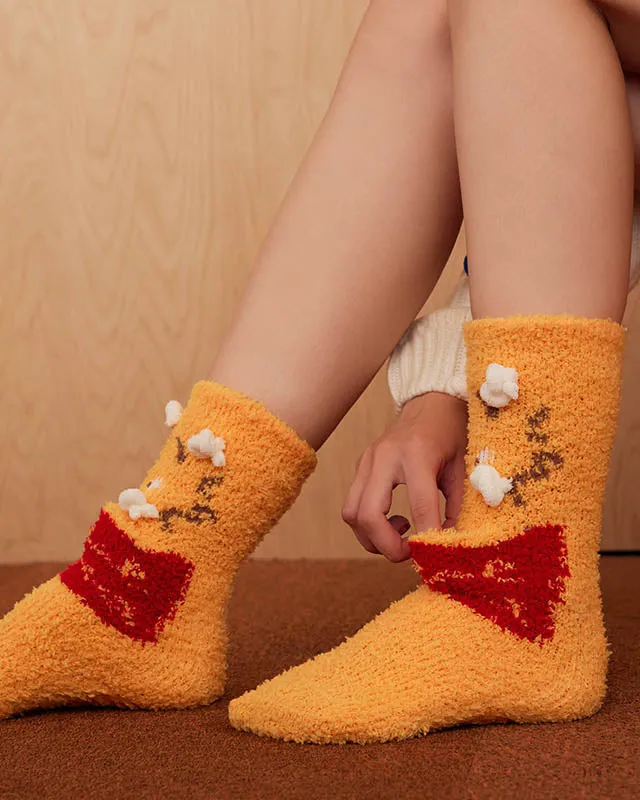 Gift Box Set Fun Burger Series Cozy Tube Socks by Sweetnana - Women's Funny Socks Winter Warm Fuzzy Socks, Thickened Soft Crew Socks.
