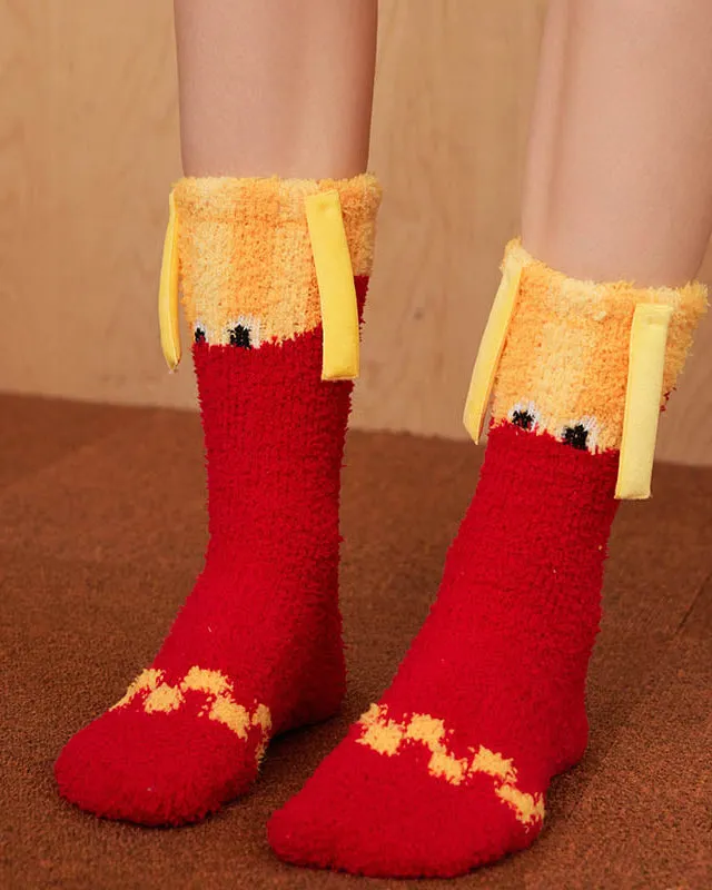 Gift Box Set Fun Burger Series Cozy Tube Socks by Sweetnana - Women's Funny Socks Winter Warm Fuzzy Socks, Thickened Soft Crew Socks.