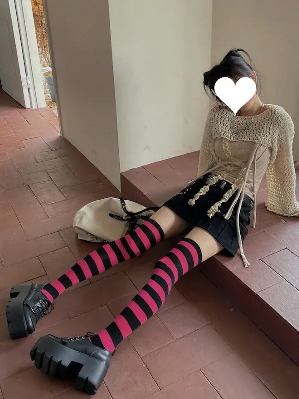Girl candy stripe stockings
