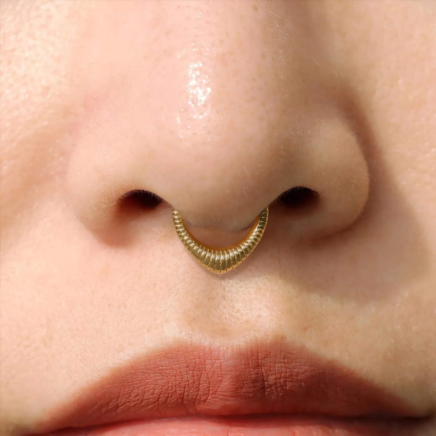 Gold Nose Rings Hoops 316L Surgical Steel Flower Nose Ring Silver Septum Rings 16g Clicker Daith Hinged Piercing Jewelry Gifts 1.2 * 8mm